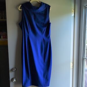 Connected Apparel Blue Sheath Midi Dress Cowl Neck Sleeveless